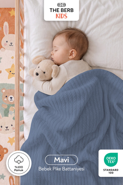 The Berb |   100% Cotton |   Knitted Pattern Baby Pique Blanket |   100X110 |...