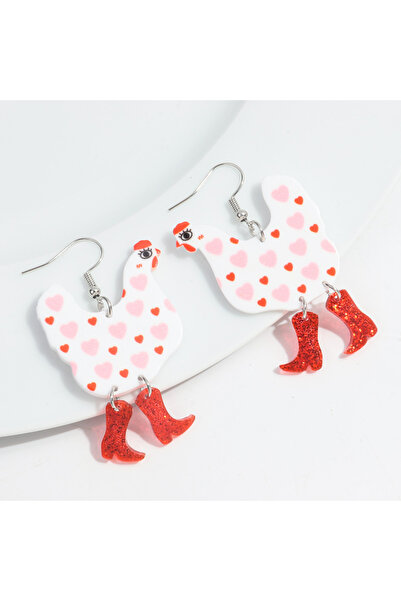Choice White Pink Funny Acrylic High Heels Hen Dots Pendant Earrings for Wome...