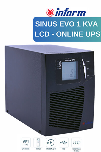 Inform UPS SINUS EVO LCD 1 KVA 5-12DK KESİNTİSİZ GÜÇ KAYNAĞI 7Ah