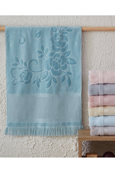 sarra 50x90cm SARRA ETAMIN FRINGE TOWEL - OIL BLUE