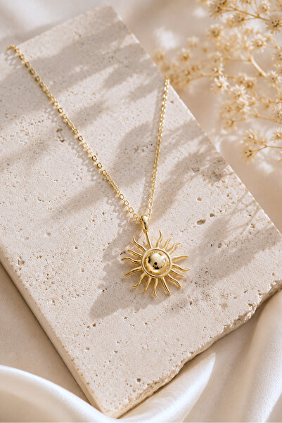 Spossy Silver Jewelry 925 Ayar Gümüş Gold Kaplamalı Minimal Güneş Kolye