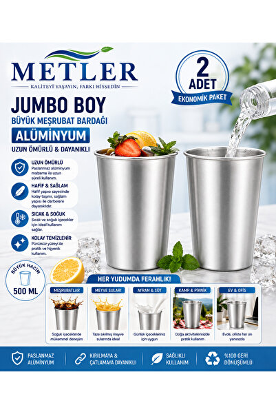 Metler Jumbo Boy Uzun Ömürlü Büyük Meşrubat Bardağı,Meşrubat İçecek Bardak (A...