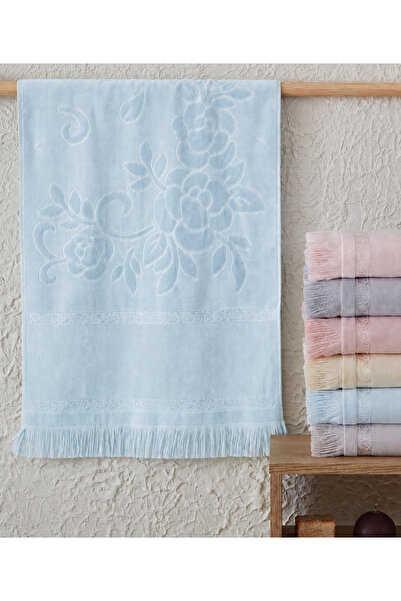 sarra 50x90cm SARRA ETAMIN FRINGED TOWEL - BABY BLUE