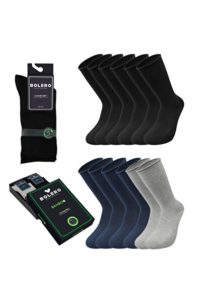 Bolero Erkek Premium Dikişsiz Roll Top Lastiksiz 12'li Bambu Çorap Asorti