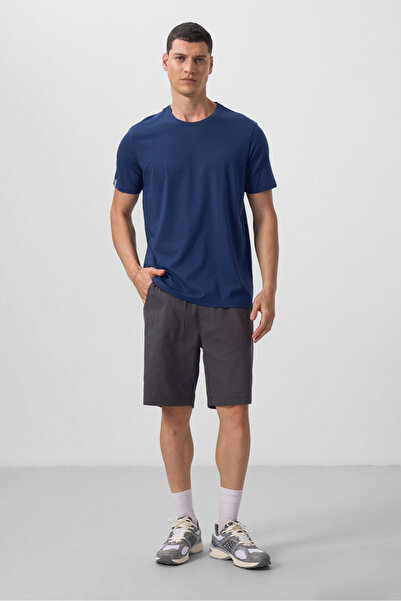 TOMMY LIFE İndigo Erkek Basic Kısa Kol Standart Kalıp O Yaka T-shirt - 87911