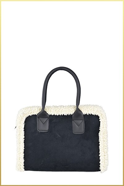 birizmoda Teddy Süet El ve Omuz Çantası - Siyah