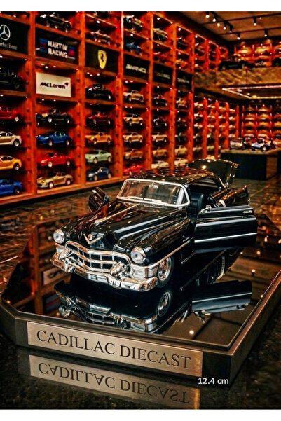 OYUNCAKSAHİLİ Cadillac Tarzı Direksiz Klasik 1962 Demir Nostaljı Koleksyon Model Metal Araba Kapı Bagaj Açılır Kadillak 12.4cm Metalic Black