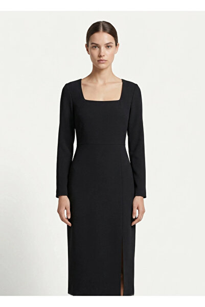 SHIN Butik SHIN Minimal Siyah Midi Elbise