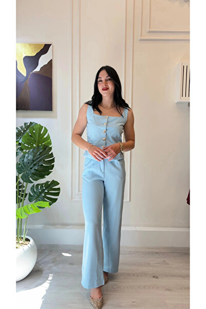 SHIN Butik SHIN Sırt Bağlama Detaylı Mavi Takım