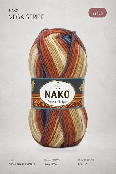 NAKO Vega Stripe Premium Akrilik El Örgü Ipi 82420