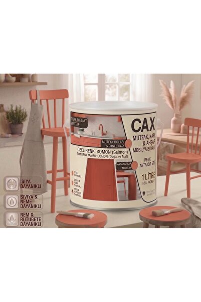 caxcolors CAX Mutfak Dolabı Kapı ve Mobilya Boyası Su Bazlı Ahşap Boyası Mat ...