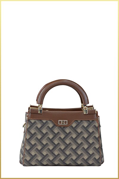 birizmoda Women's Leather Design Hand and Shoulder Bag - Tan