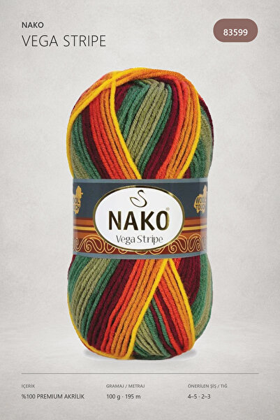 NAKO Vega Stripe Ebruli Örgü İpi 83599