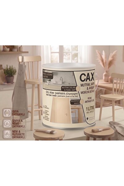 caxcolors CAX Mutfak Dolabı Kapı ve Mobilya Boyası Su Bazlı Ahşap Boyası Mat ...