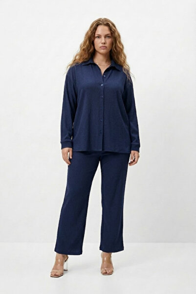 şuranur Bürümcük Shirt Collar Buttoned Bottom Top Set Suitable for Hijab