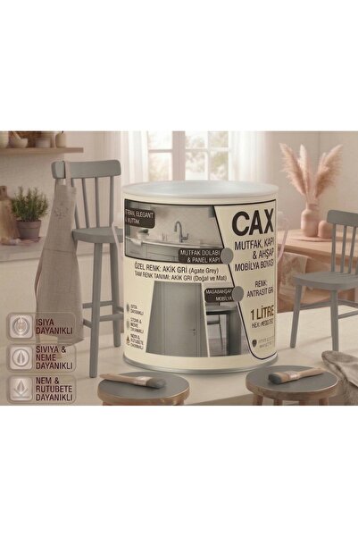 caxcolors CAX Mutfak Dolabı Kapı ve Mobilya Boyası Su Bazlı Ahşap Boyası Mat ...