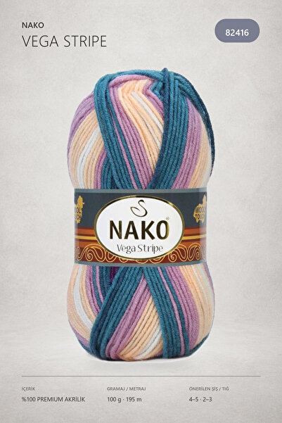 NAKO Vega Stripe Premium Akrilik El Örgü Ipi 82416