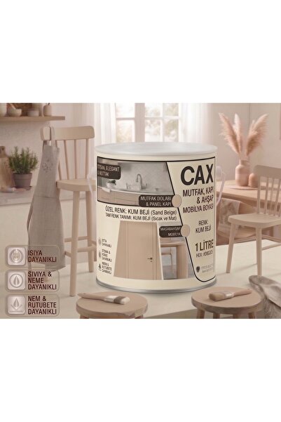 caxcolors CAX Mutfak Dolabı Kapı ve Mobilya Boyası Su Bazlı Ahşap Boyası Mat ...