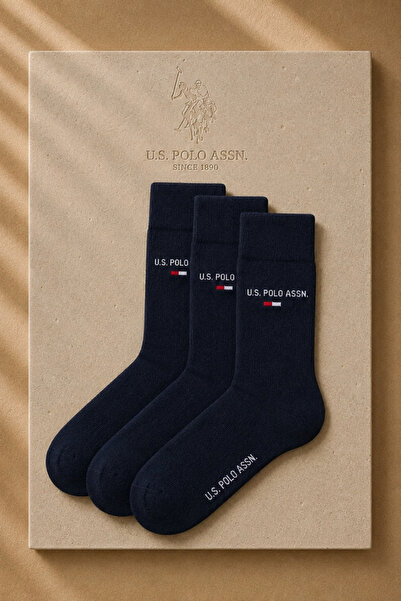 U.S. Polo Assn. 3-Piece Cotton Socks Set Navy Blue
