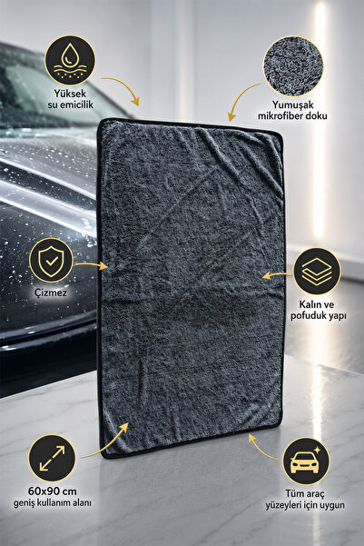 Fine Clean ( 90x60 Cm ) Maxi Boy Mikrofiber Oto Yıkama Ve Araba Kurulama Bezi Ekstra Su Emici