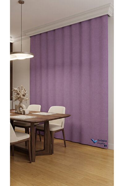 Evdepo Home Crown Lilac Solid Color Background Curtain, Pleat-Free Flat Plant...