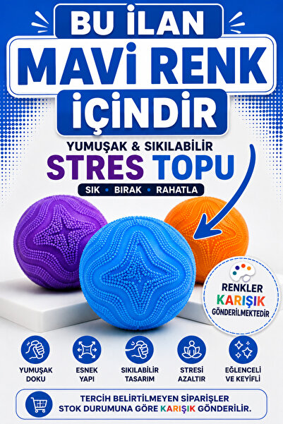 ZİVENTA Sıkılabilir Dokulu Stres Topu Yumuşak Esnek Squishy Oyuncak Rahatlatı...