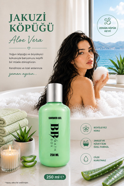 bath box Aloevera Özlü Jakuzi ve Küvet Köpüğü 250 ml – Doğal Nem ve Ferahlık