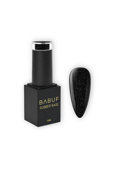 BABUF Bază Rubber Glitter BABUF, Negru Cosmic RBG21, 15ml