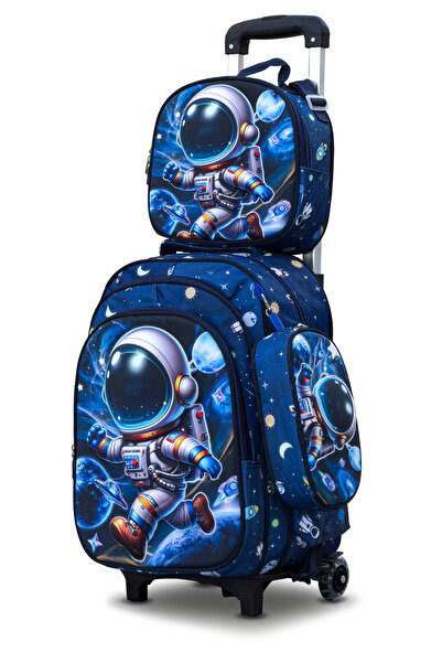 ZAAPPY Astronaut Kids 3 Pcs Set (Trolly School Bag, Lunch Bag, Pencil Pouch) ...