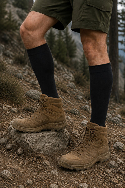 Ducks Socks Мъжки черни чорапи за открито, 6 чифта в кутия, памучни дълги чор...