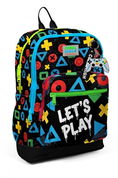 Coral High Kids Black Lets Play Patterned School Backpack 33214