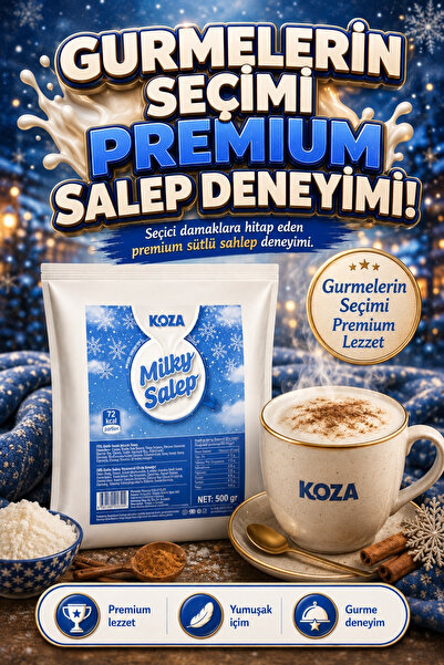 Koza Gurmelerin Seçimi Milky Salep Premium Toz Sütlü Sahlep 500 Gram | Pratik Hazırlanan Salep Aromalı İçecek | Sıcak Su veya Süt ile | Ev, Ofis, Kafe ve İşletmeler İçin Ekonomik Büyük Paket