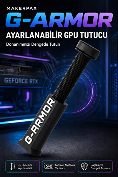 Makerpax Ayarlanabilir Ekran Kartı Tutucu, Siyah Oval Seri, Ekran Kartı Deste...