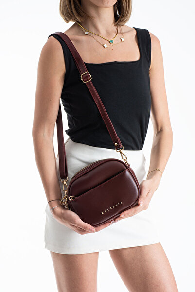 DEV 3 ADAM Geantă de umăr și crossbody pentru femei, de culoare burgundy, cu ...