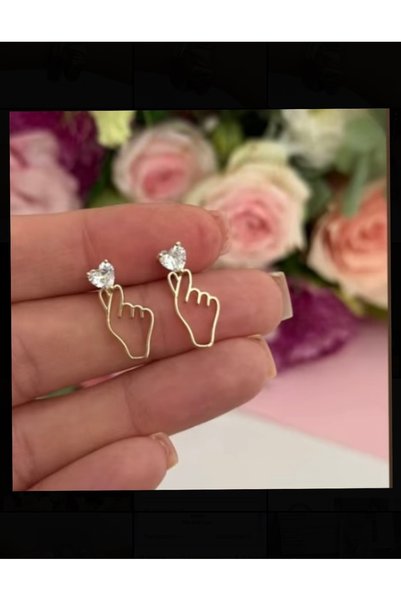 mibrillo Heart Earrings 🫰   Zircon Stone Double Earring Set