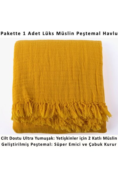 Püskül Tekstil Luxury Muslin Beach Towel Peshtemal, 100% Cotton High Quality Soft Quick Drying Muslin Towel