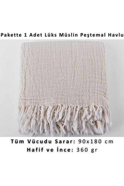 Püskül Tekstil Luxury Muslin Beach Towel Peshtemal, 100% Cotton High Quality Soft Quick Drying Muslin Towel