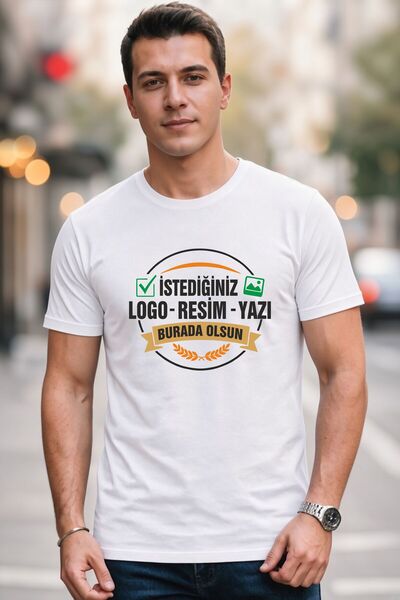 AFMAT Atölye Kişiye Özel Baskılı Beyaz Tişört Logo Resim Yazı Baskılı Unisex ...