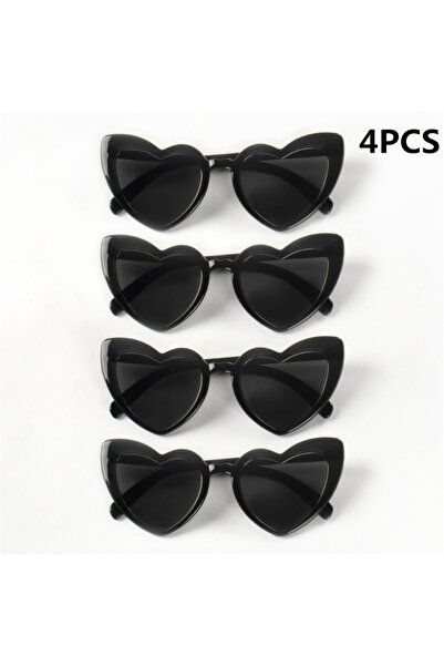 Choice 4PCS Black 4PCS New Arrival Vintage Heart Sunglasses Women Men Core Su...