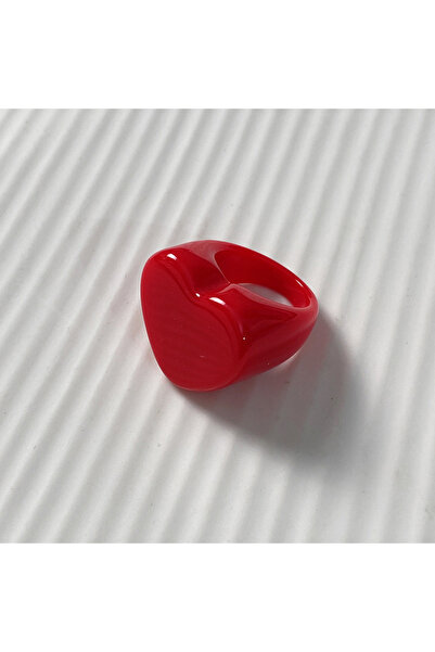 Choice Red Red Heart Rings for Women Man Solid Color Peach Heart-shaped Simpl...
