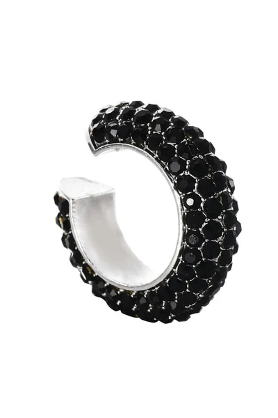 Choice Black-S C-Shape Rhinestones Ear Clips Bohemian Colorful Ear Cuff Luxur...