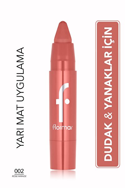 Flormar Lip & Cheek Yüksek Pigmentli Kremsi Yarı Mat Bitişli Crayon