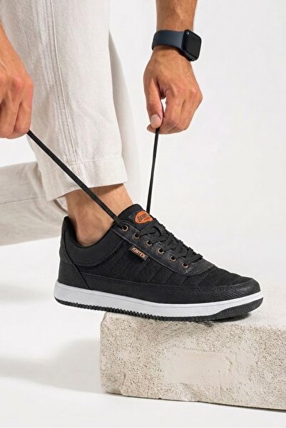 Nstil Casual Men's Black and White Sneakers Lace-Up Stitched Lightweight Comf...