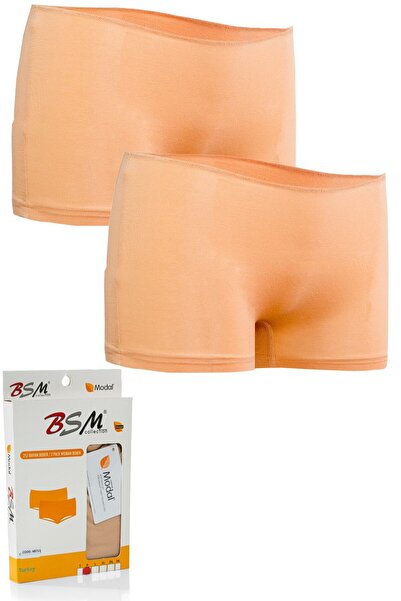BSM Women's Beige 2-Piece Modal Boxer Seamless Non-Marking Flexible Comfortab...