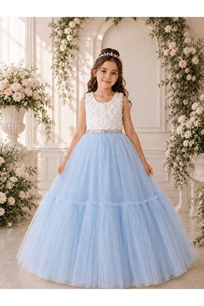 FERA Colorful Presence Children's Evening Dress with White Flowers