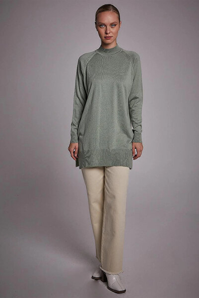Kayra Half Turtleneck Knitwear Tunic Moss Green