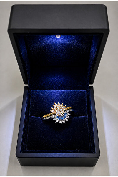 ÇEKİRDEK JEWELRY Işıklı Hediye Kutulu 925 Ayar Gümüş Ay Güneş Ayarlanabilir Y...