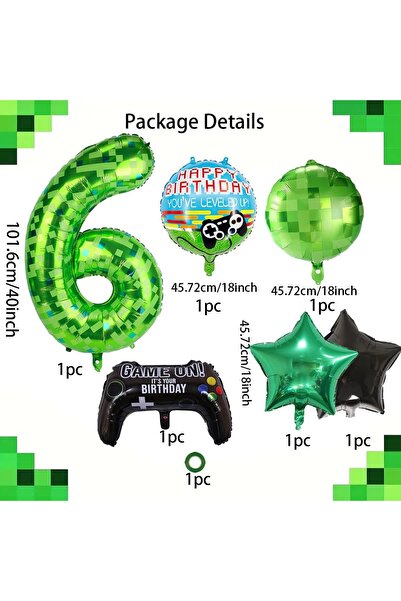 Choice 40inch 6 Game Theme Birthday Balloon Set 40inch Pixel Digital Balloon ...