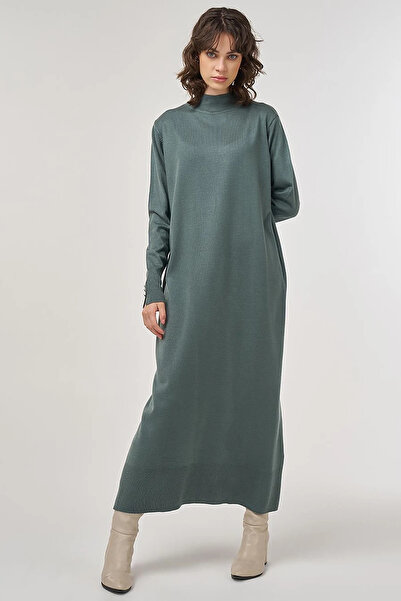 Kayra Half Turtleneck Knitwear Dress Mildew Green