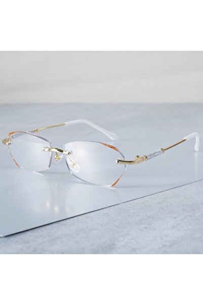 Choice3 +100 gold Anti Blue Light Blocking Reading Glasses for Women Frameles...